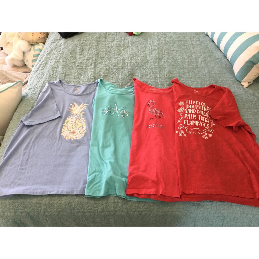 Lot of 4 Coral Bay Womens Tee Shirts 3XL Red and Blue